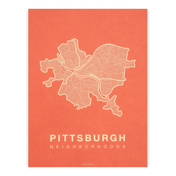 Pittsburgh Neighborhood Map Poster, Pittsburgh City Map Art Print