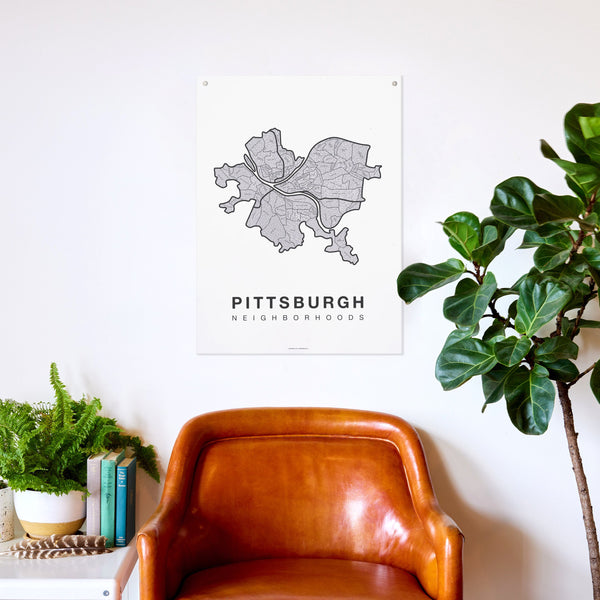 Pittsburgh Neighborhood Map Poster, Pittsburgh City Map Art Print