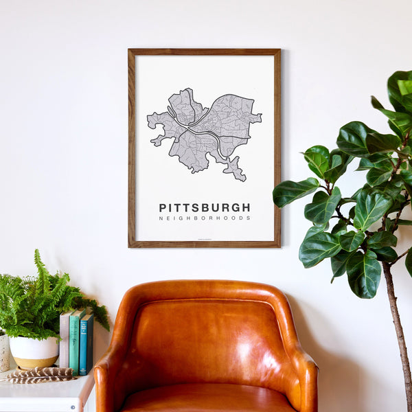 Pittsburgh Neighborhood Map Poster, Pittsburgh City Map Art Print