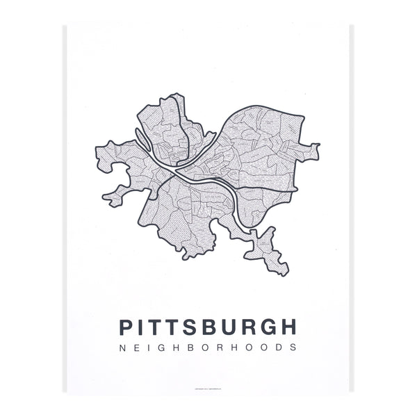 Pittsburgh Neighborhood Map Poster, Pittsburgh City Map Art Print