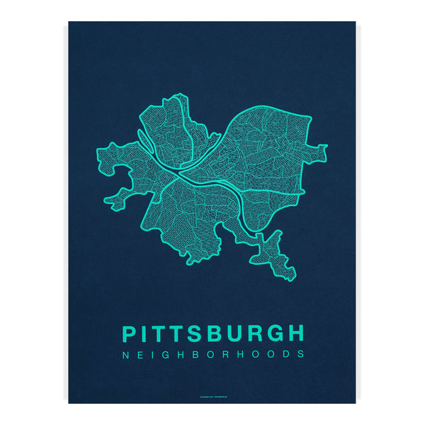 Pittsburgh Neighborhood Map Poster, Pittsburgh City Map Art Print