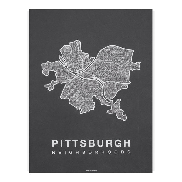Pittsburgh Neighborhood Map Poster, Pittsburgh City Map Art Print