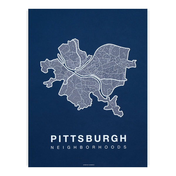 Pittsburgh Neighborhood Map Poster, Pittsburgh City Map Art Print