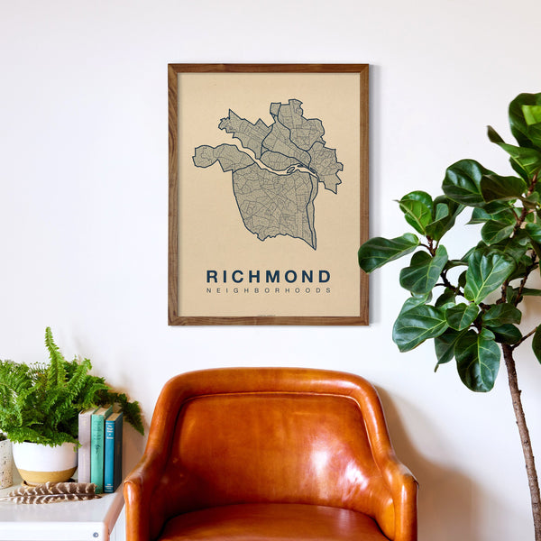 Richmond Neighborhood Map Poster, Richmond City Map Art Print