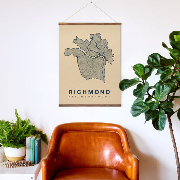 Richmond Neighborhood Map Poster, Richmond City Map Art Print