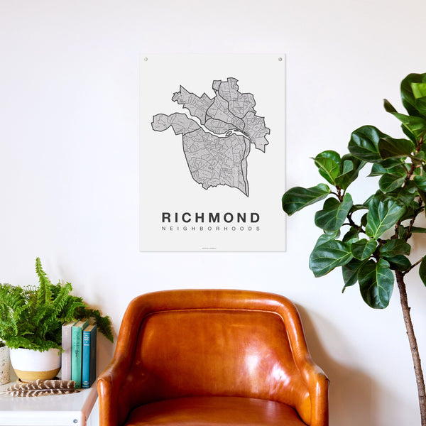 Richmond Neighborhood Map Poster, Richmond City Map Art Print