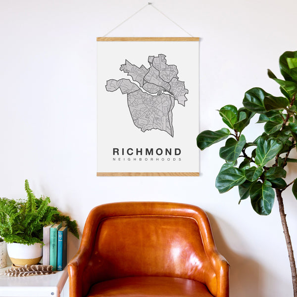 Richmond Neighborhood Map Poster, Richmond City Map Art Print