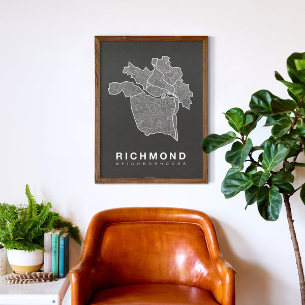 Richmond Neighborhood Map Poster, Richmond City Map Art Print