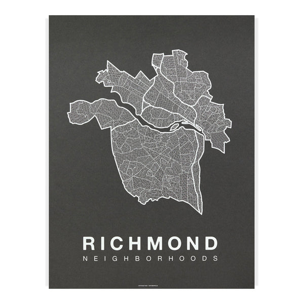 Richmond Neighborhood Map Poster, Richmond City Map Art Print
