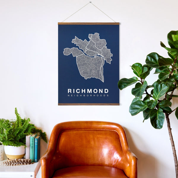 Richmond Neighborhood Map Poster, Richmond City Map Art Print