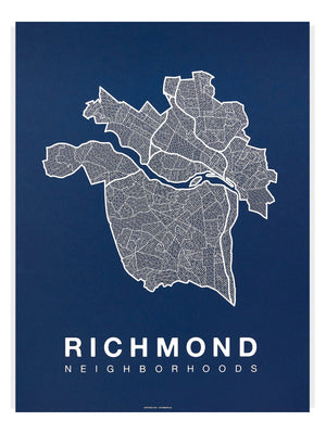 Richmond Neighborhood Map Poster, Richmond City Map Art Print