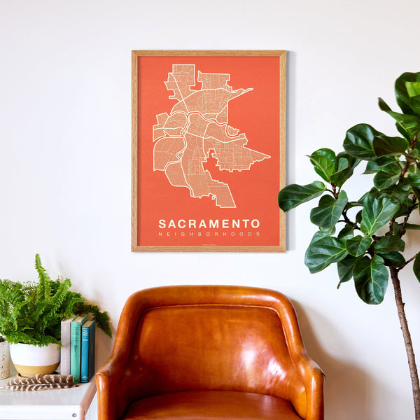 Sacramento Neighborhood Map Poster, Sacramento City Map Art Print