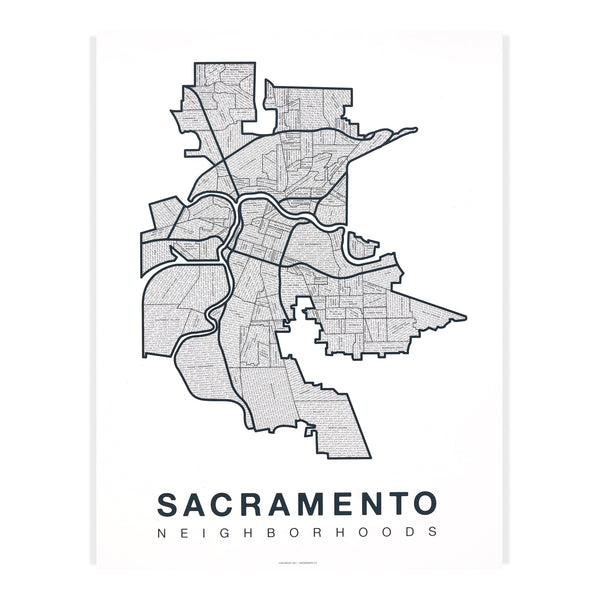 Sacramento Neighborhood Map Poster, Sacramento City Map Art Print