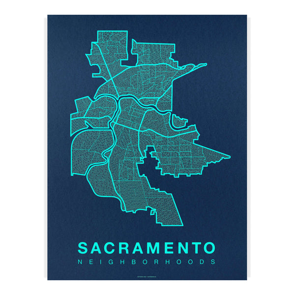 Sacramento Neighborhood Map Poster, Sacramento City Map Art Print